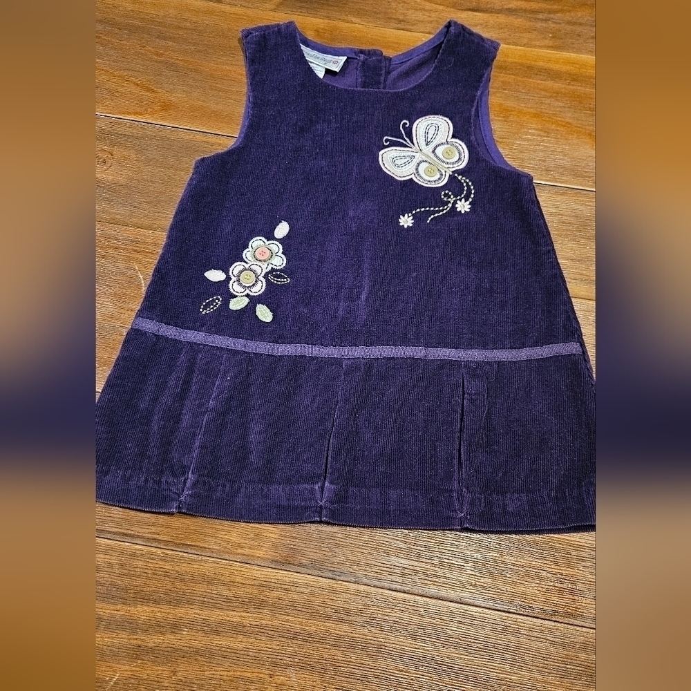 SAMANTHA SAYS PURPLE CORDUROY JUMPER BUTTERFLY & FLOWER DETAIL SIZE 3T